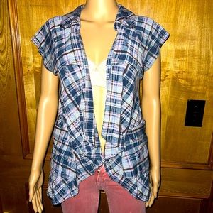 Super cute soft plaid short sleeve cover top tunic?